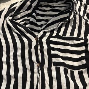 Free People Black and White Striped Pajama Top Beetle Juice.  Fits as a small.